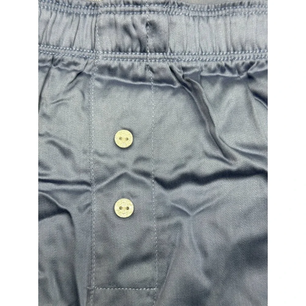 Victoria's Secret PINK Blue Tencel Satin Pajama Shorts Rhinestone Logo Small NEW